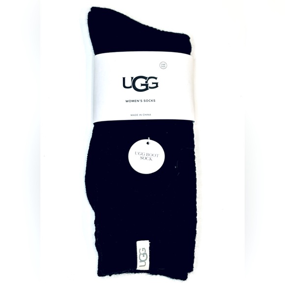 UGG Women’s Classic Crew Boot Sock - Black - Picture 2 of 4